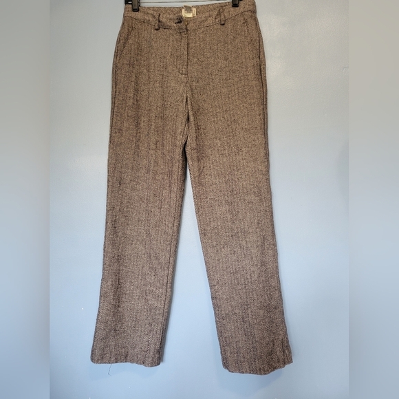 L.L.Bean Women's Herringbone Pants Size M Tall Brown - Picture 1 of 10